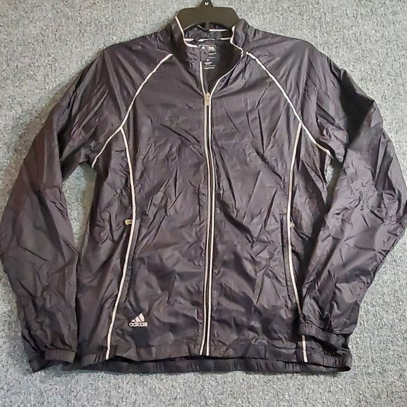 Adidas ClimaProof Wind Jacket Womens Medium Black Full Zip Golf Windbreaker - Picture 1 of 10